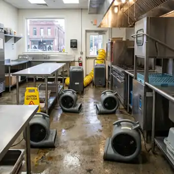 Commercial structural drying equipment operating after water damage in Charleston SC