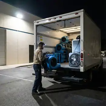 Emergency water damage restoration equipment prepared for a Charleston SC response